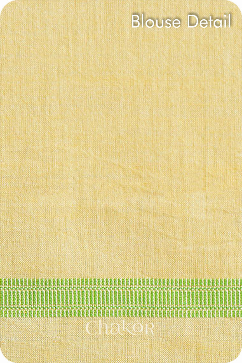 Handloom Yellow Offwhite Bhujodi Cotton Saree by Chakor.