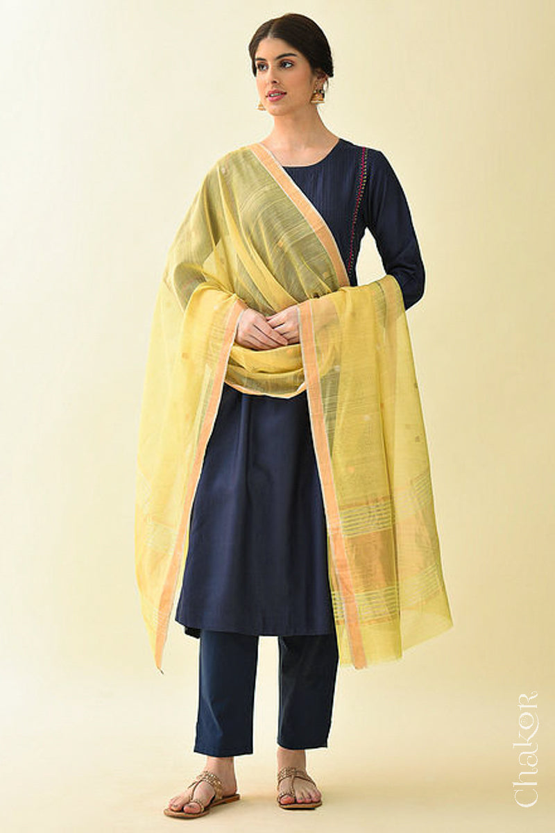 Cream Chanderi Silk Cotton Dupatta
