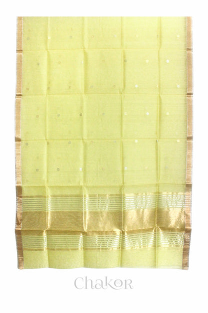 Pale Lime Yellow Chanderi Silk Cotton Dupatta