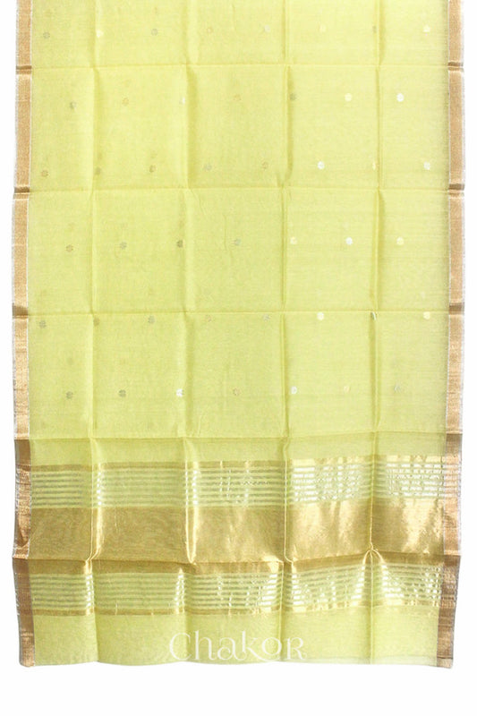 Pale Lime Yellow Chanderi Silk Cotton Dupatta