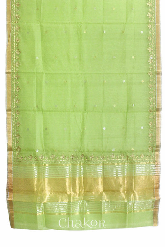 Pista Green Chanderi Silk Cotton Dupatta