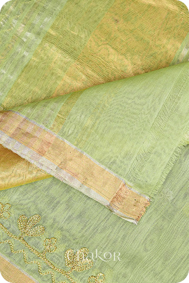 Pista Green Chanderi Silk Cotton Dupatta