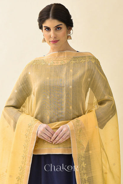 Light Orange Chanderi Silk Cotton Dupatta