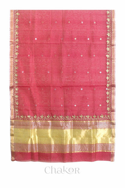 Light Red Chanderi Silk Cotton Dupatta