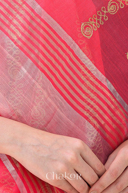 Fuschia Chanderi Silk Cotton Dupatta