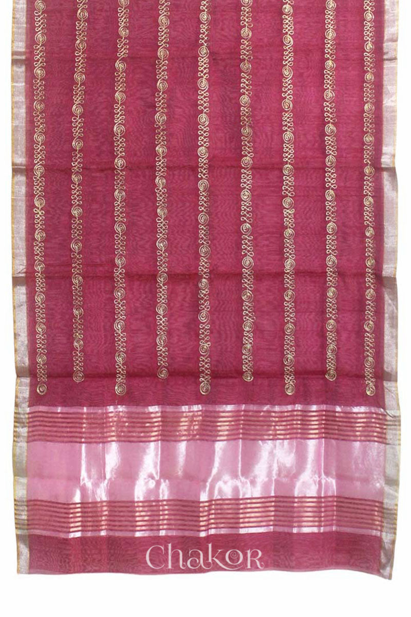 Maroon Chanderi Silk Cotton Dupatta