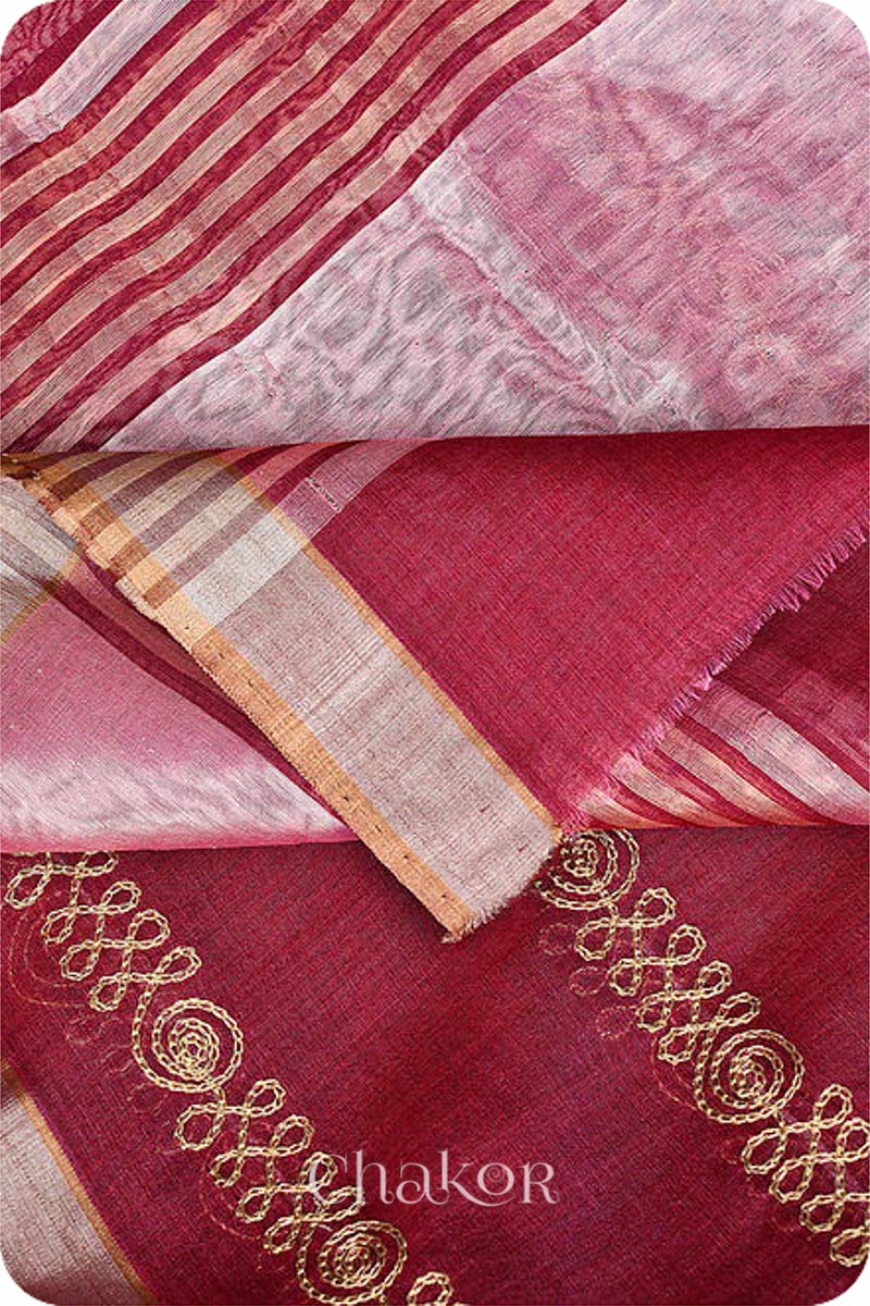 Maroon Chanderi Silk Cotton Dupatta