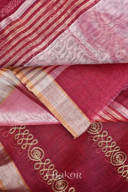 Maroon Chanderi Silk Cotton Dupatta