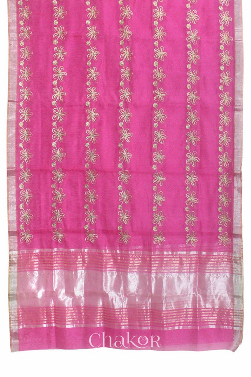 Pink Chanderi Silk Cotton Dupatta