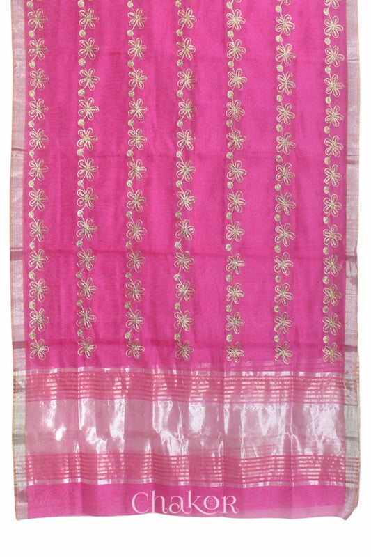 Pink Chanderi Silk Cotton Dupatta