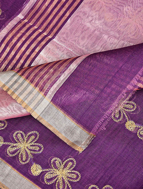 Purple Chanderi Silk Cotton Dupatta