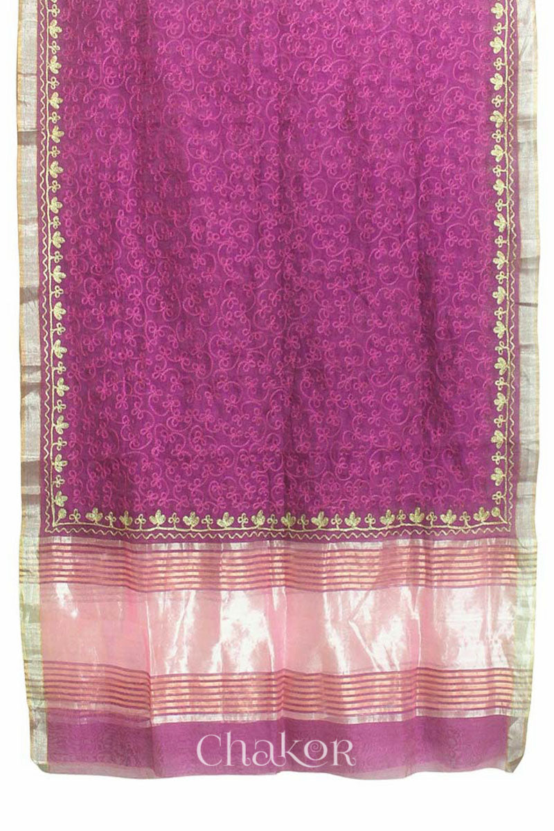 Magenta Chanderi Silk Cotton Dupatta