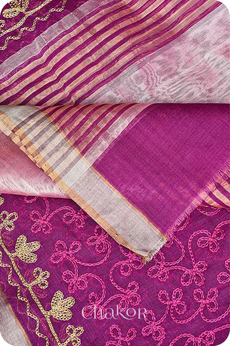 Magenta Chanderi Silk Cotton Dupatta