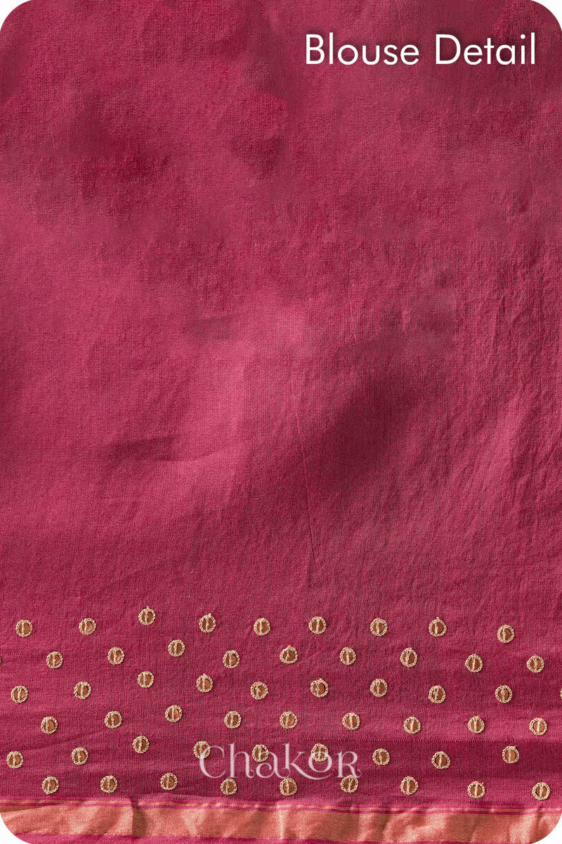 Pink Plum Shaded Chanderi Silk Cotton Saree