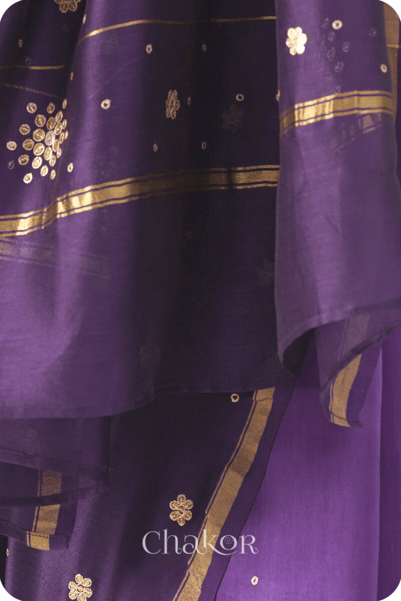 Violet Purple Shaded Chanderi Silk Cotton Saree