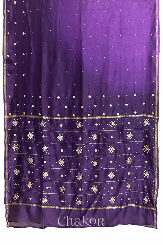 Violet Purple Shaded Chanderi Silk Cotton Saree