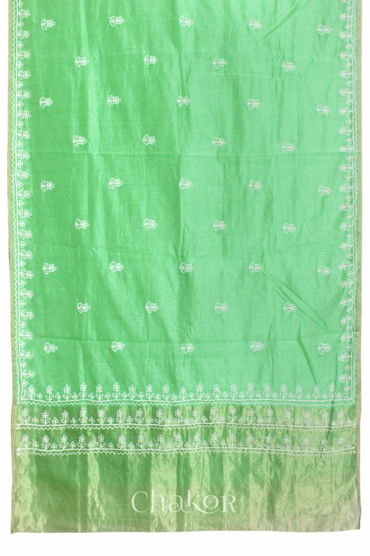 Sea Green Chanderi Silk Cotton Saree
