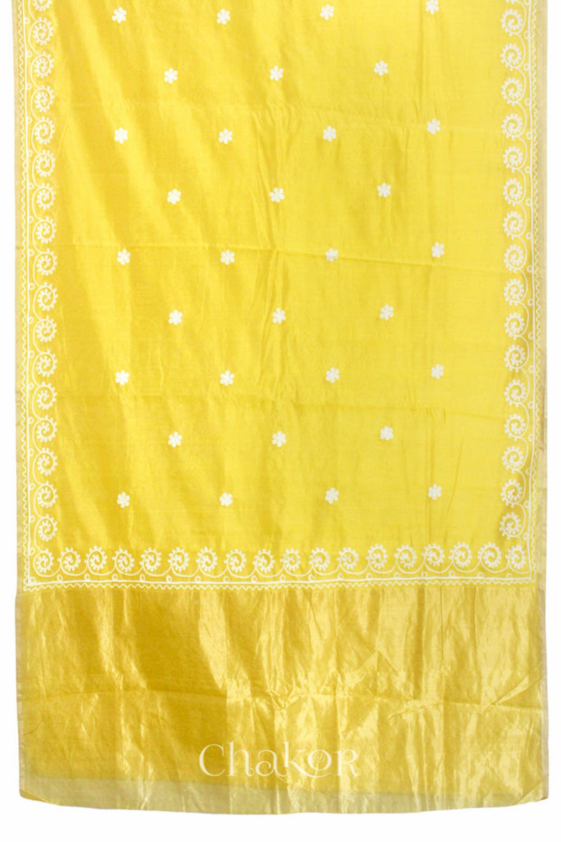 Yellow Chanderi Silk Cotton Saree