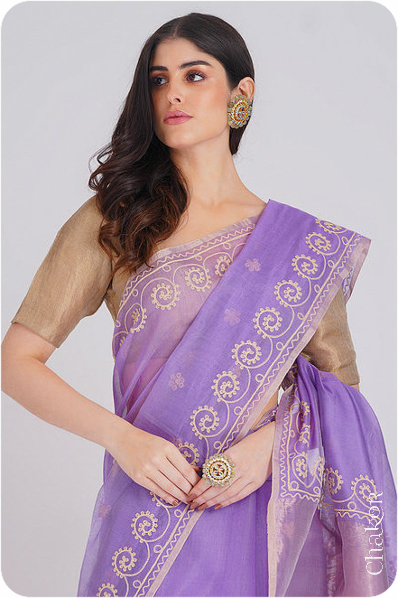 Lavender Chanderi Silk Cotton Saree