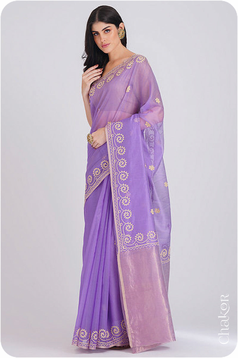 Lavender Chanderi Silk Cotton Saree