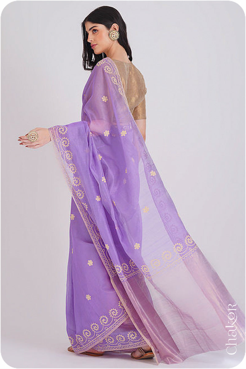 Lavender Chanderi Silk Cotton Saree