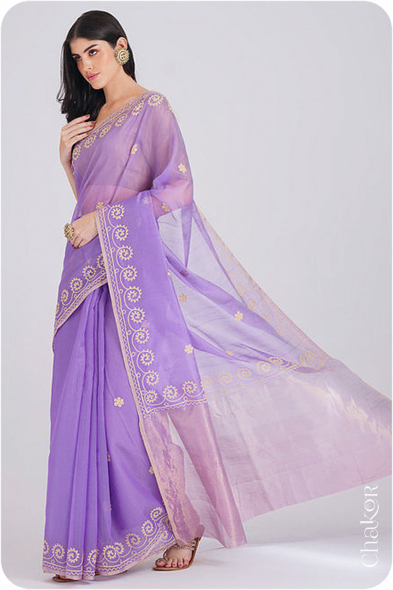 Lavender Chanderi Silk Cotton Saree