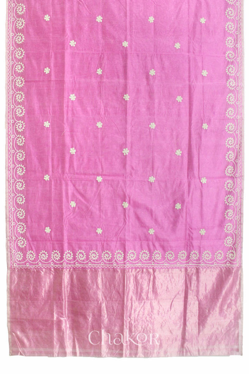 Pink Chanderi Silk Cotton Saree