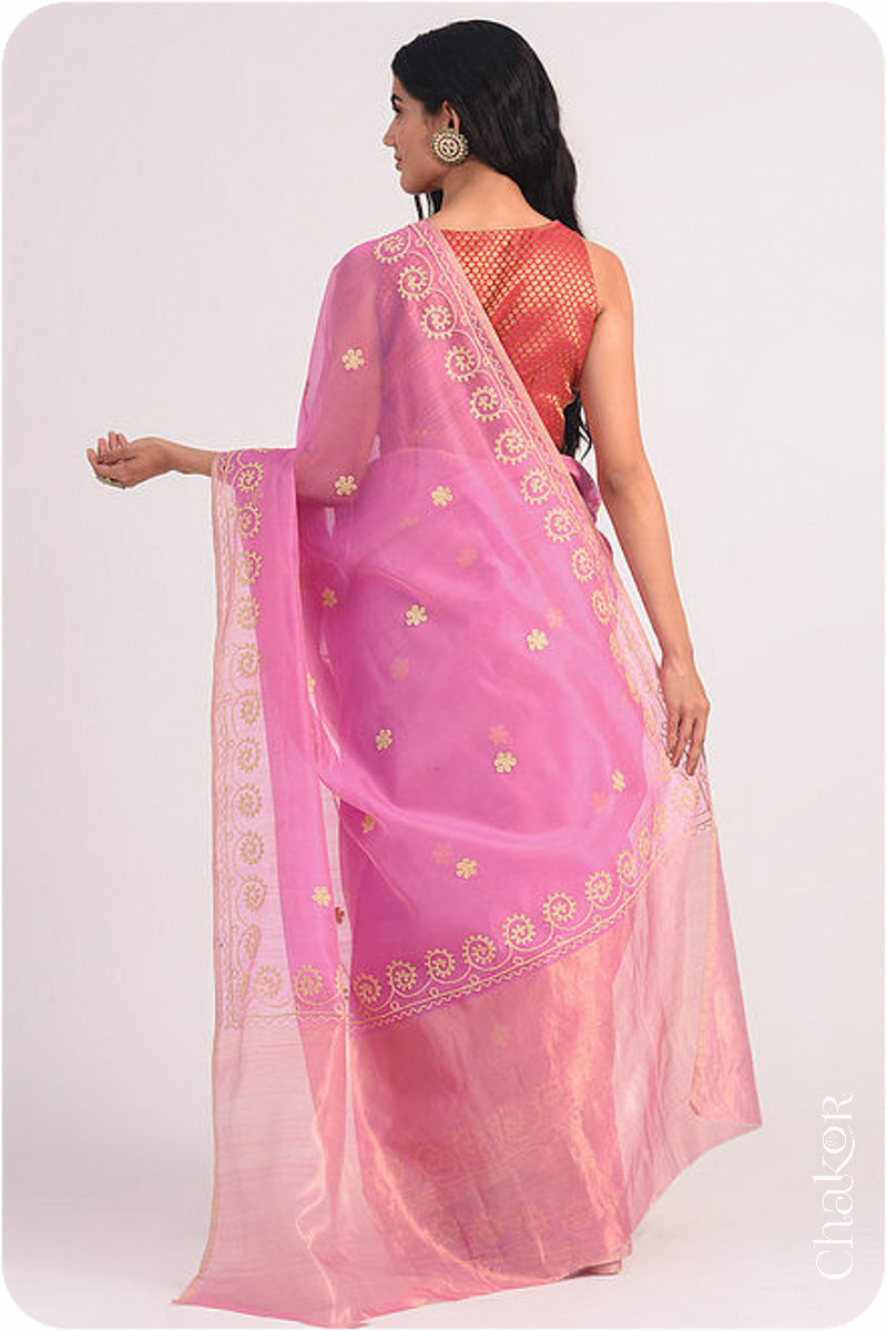 Pink Chanderi Silk Cotton Saree