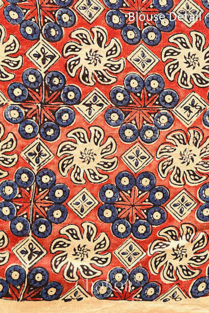 Chakor's traditional Blue Red Bandhani Ajrakh saree.