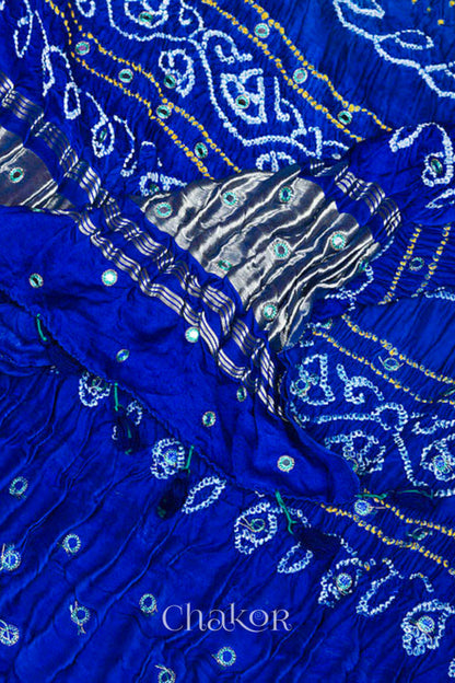 Royal Blue Mashru Kurta Set Fabric with Bandhani Silk Dupatta