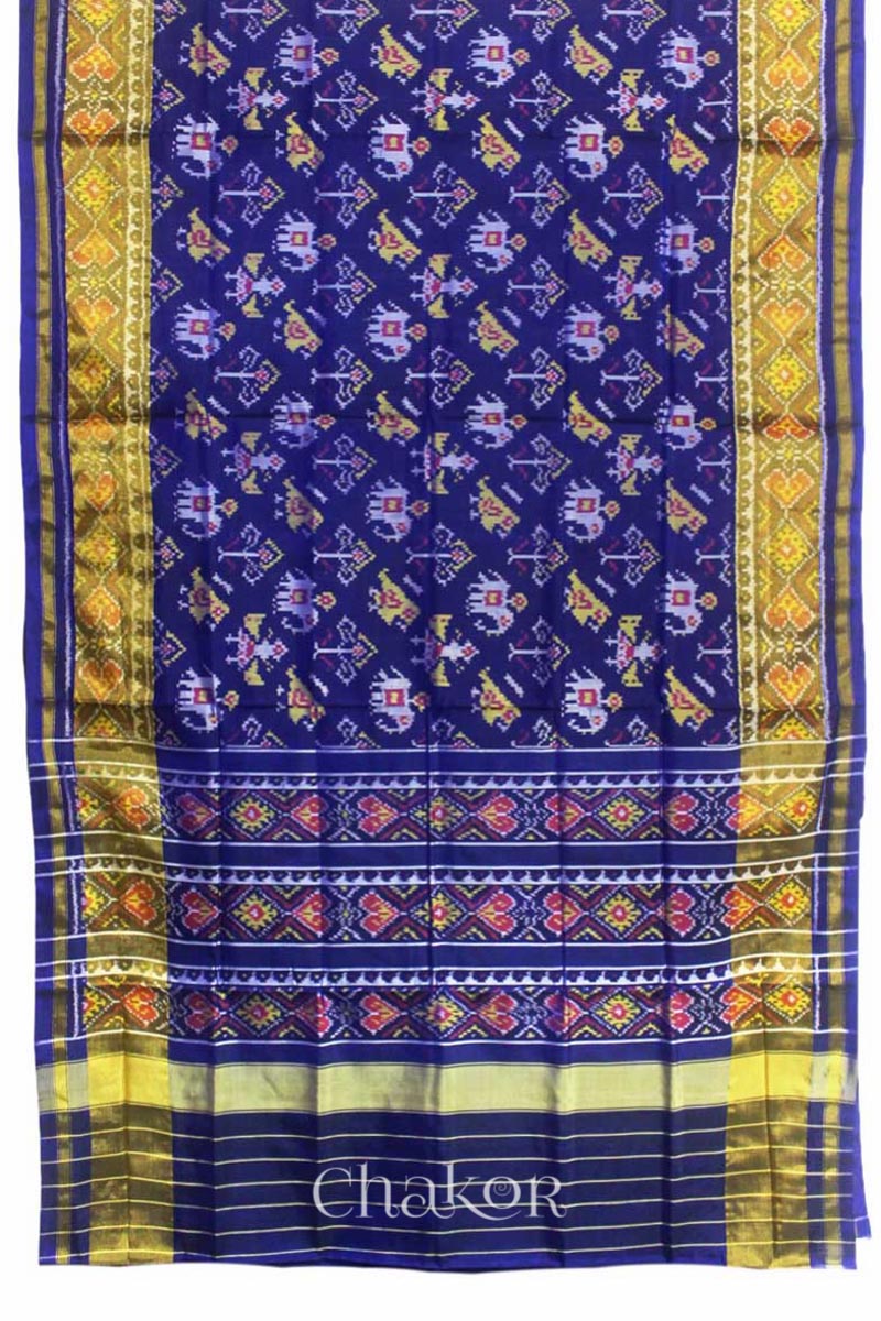 Blue Patola Mulberry Silk Saree