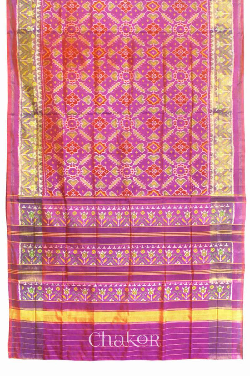 Pink Patola Mulberry Silk Saree