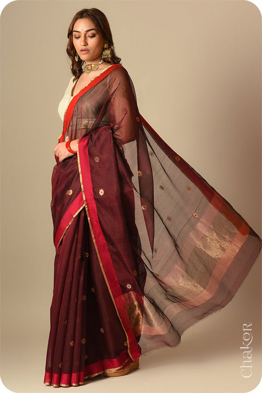 Maroon Chanderi Silk Cotton Saree