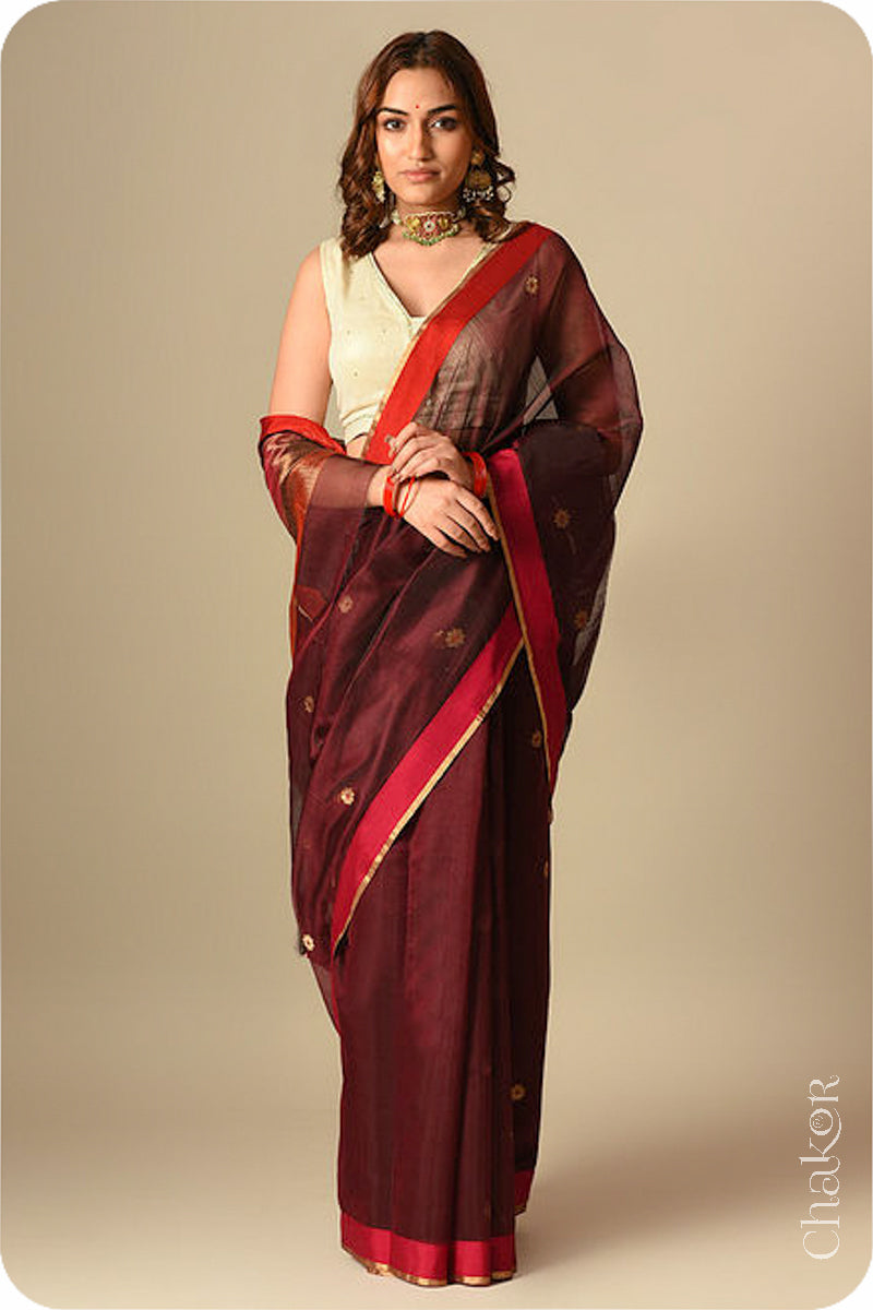 Maroon Chanderi Silk Cotton Saree