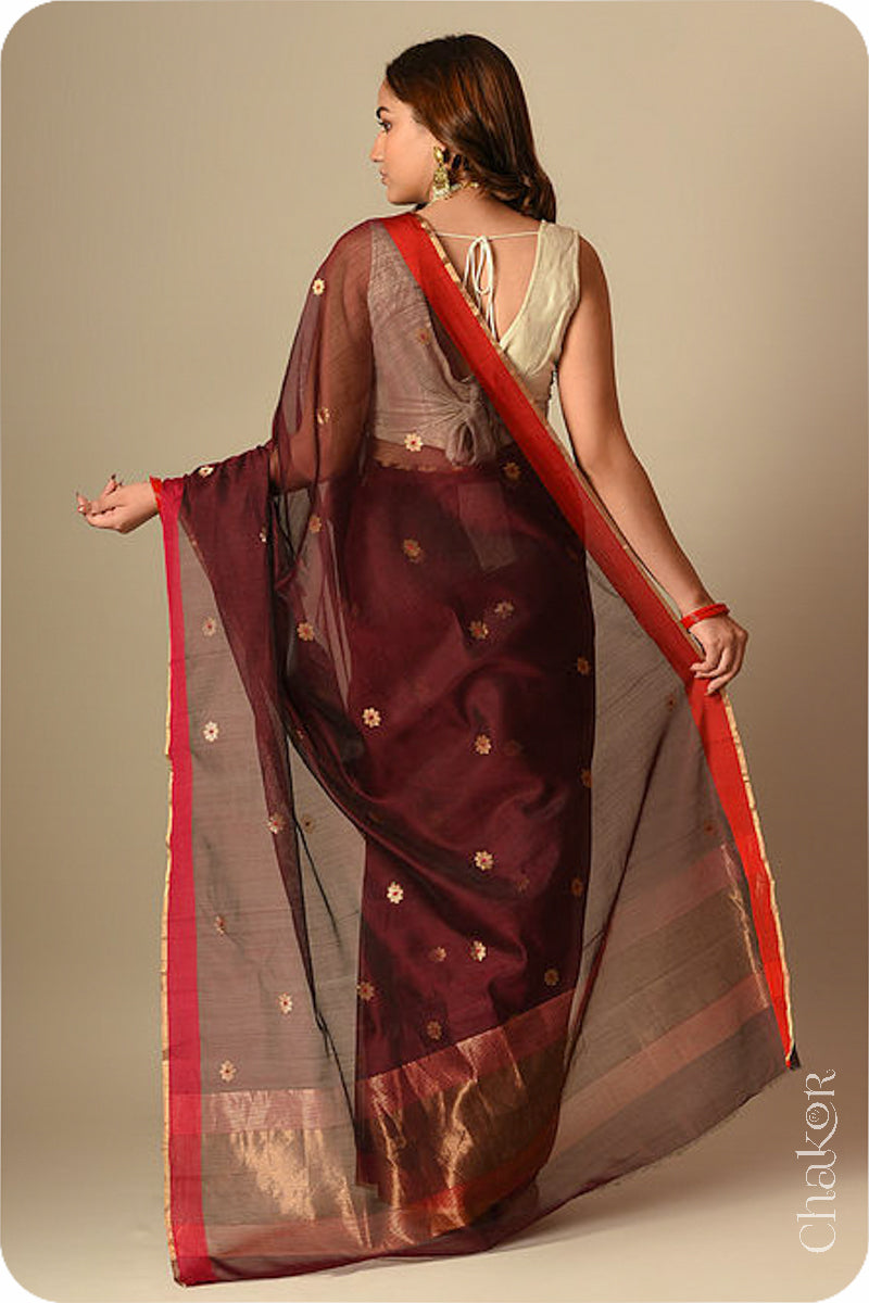 Maroon Chanderi Silk Cotton Saree