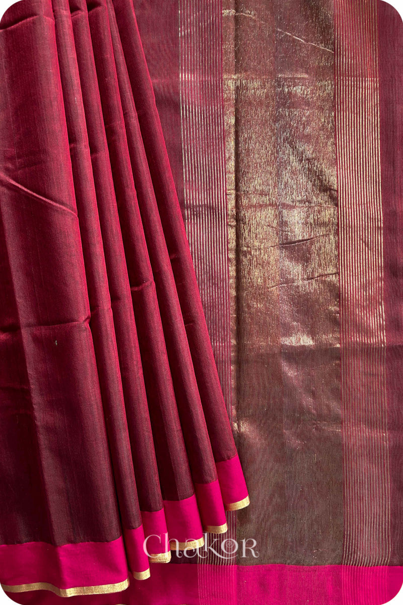 Maroon Chanderi Silk Cotton Saree