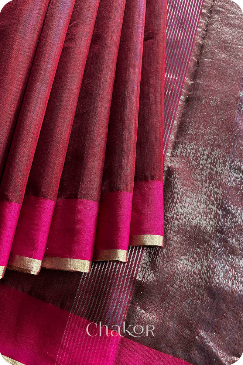 Maroon Chanderi Silk Cotton Saree