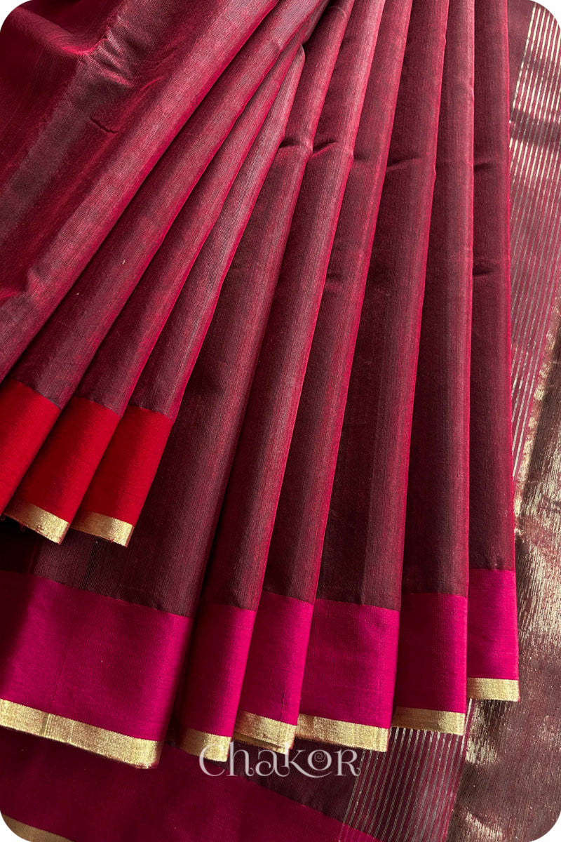 Maroon Chanderi Silk Cotton Saree