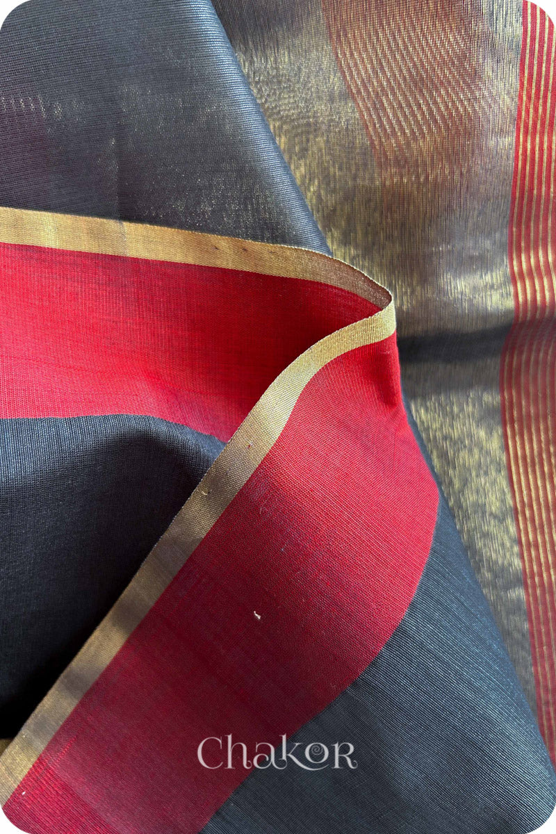 Grey Chanderi Silk Cotton Saree