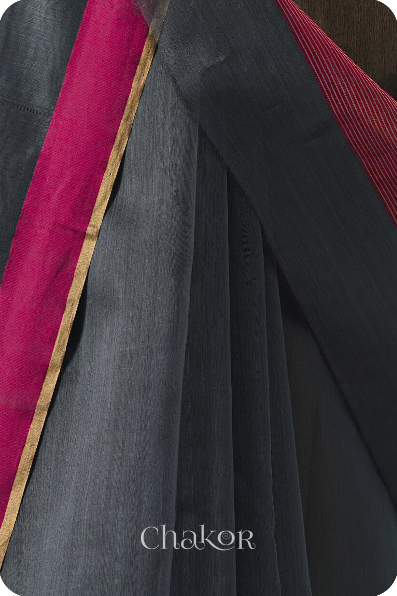 Grey Chanderi Silk Cotton Saree