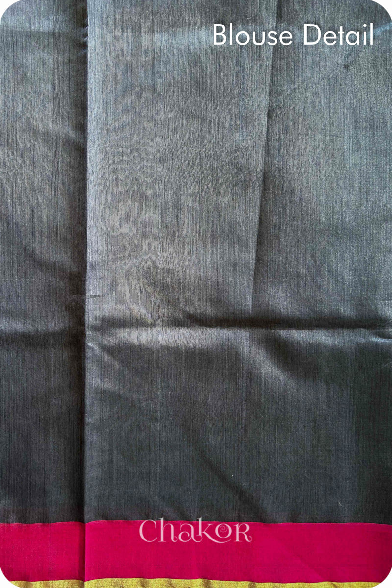 Grey Chanderi Silk Cotton Saree