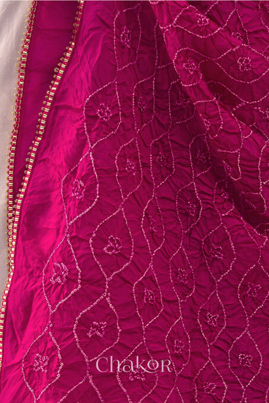 Rani Pink Bandhani Mulberry Silk Dupatta