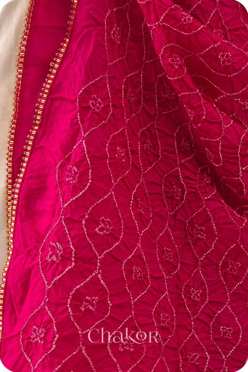 Rani Pink Bandhani Mulberry Silk Dupatta