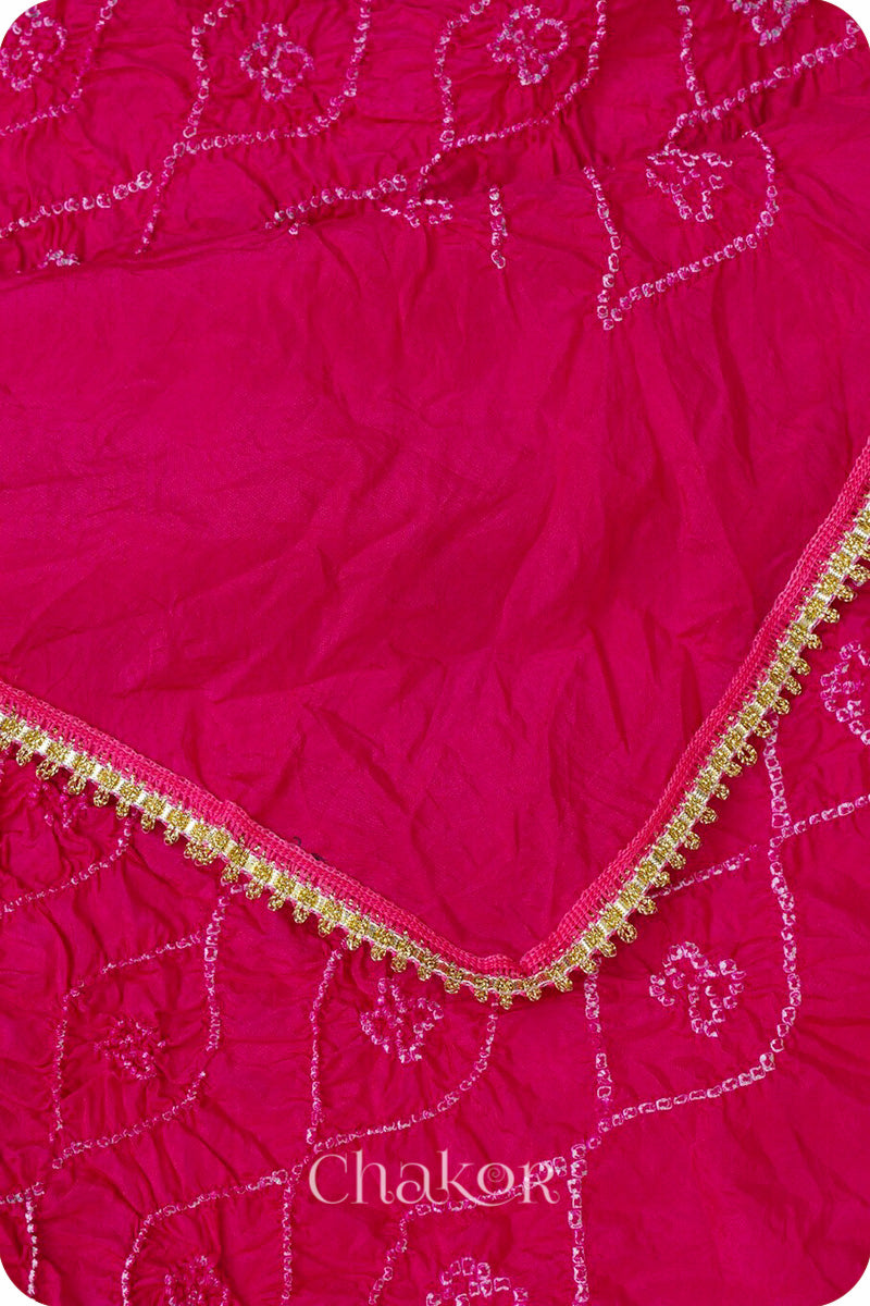 Rani Pink Bandhani Mulberry Silk Dupatta