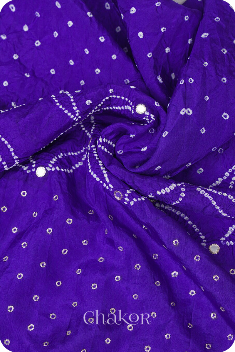 Purple Bandhani Mulberry Silk Dupatta