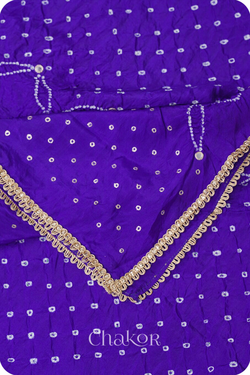 Purple Bandhani Mulberry Silk Dupatta