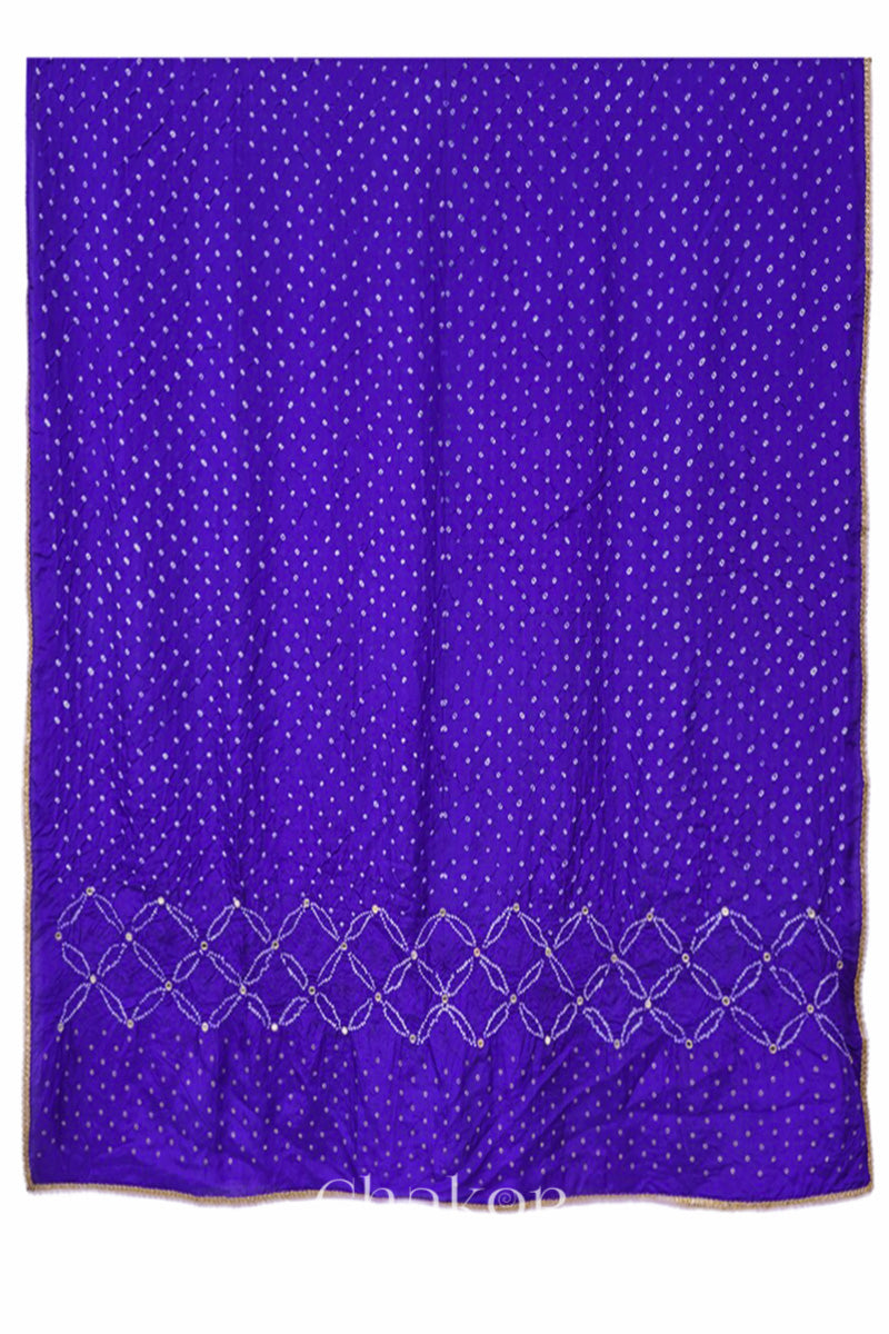 Purple Bandhani Mulberry Silk Dupatta