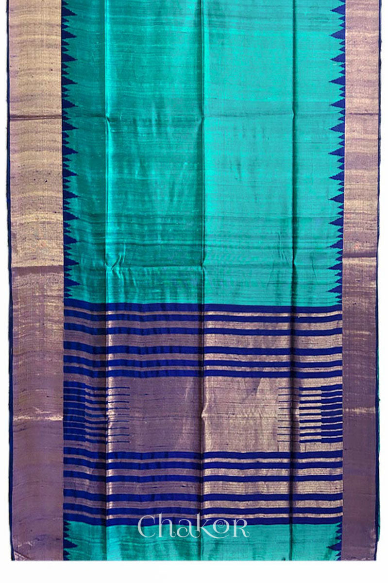 Jade Navy Tussar Raw Silk Saree