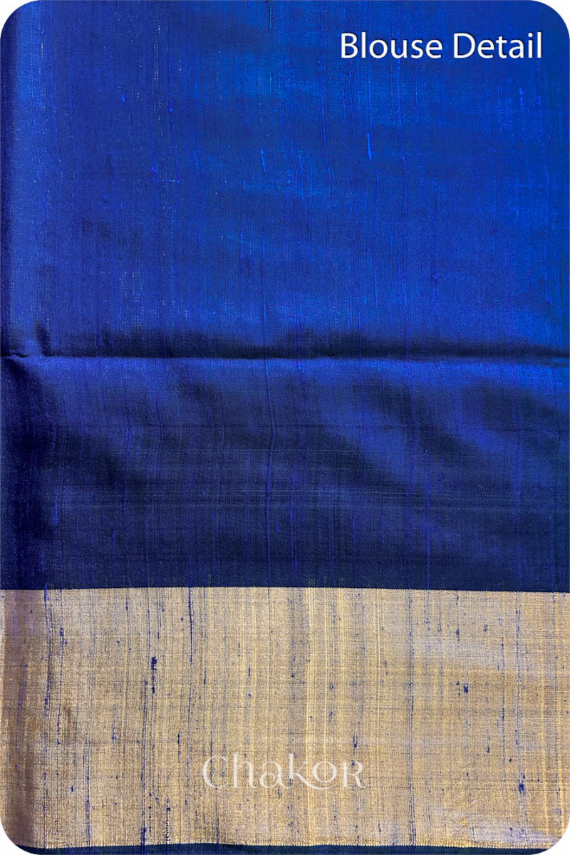 Jade Navy Tussar Raw Silk Saree