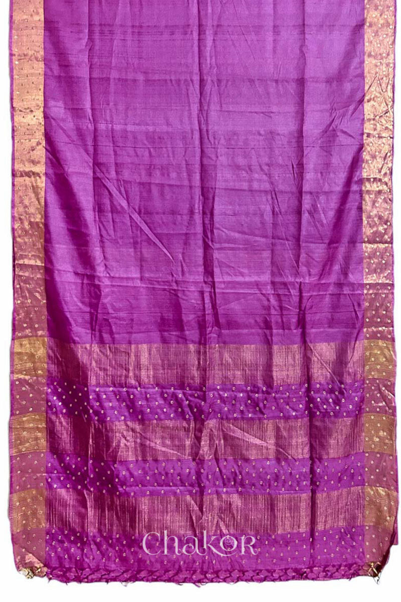 Mauve Tussar Silk Saree